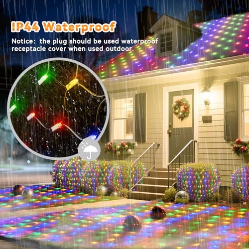 LitHome 14.8FT x 5FT Christmas Net Lights Outdoor Mesh Lights Connectable - Image 4