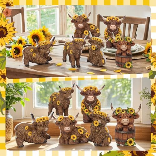 Tradder 6 Pcs Sunflower Highland Cow Table Decorations - Image 6
