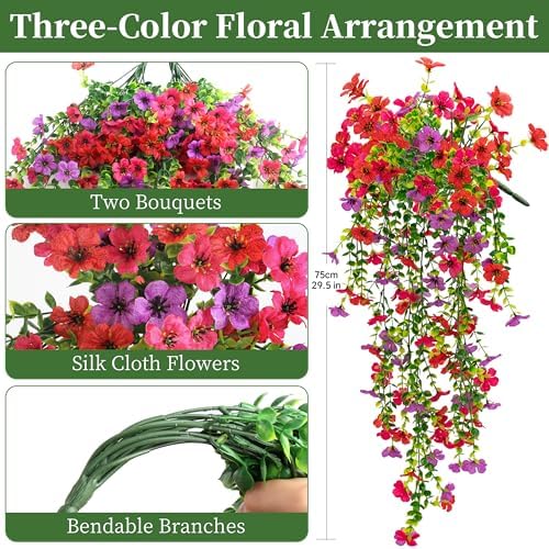 ColoPlay 2PCS Artificial Hanging Flowers for Outdoors Faux Plants - Image 2