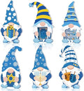 Tradder 6 Pieces Hanukkah Gnomes Decorations Wooden Chanukah Gnomes Signs Table Centerpieces Jewish Wood Blocks Gifts Ornaments for Holiday Party Supplies Home Tiered Tray by Tradder