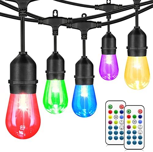Mlambert 48FT Outdoor Patio RGB Cafe String Lights with Remote, Black by Mlambert
