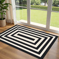 3x5 Modern Entry Rug - Small Washable Indoor Outdoor Mats for Front Door Non-Slip Porch Rug Black White Geometric Striped Throw Rugs for Living Room Bedroom Entryway Kitchen Office Porch Decor by Othilic