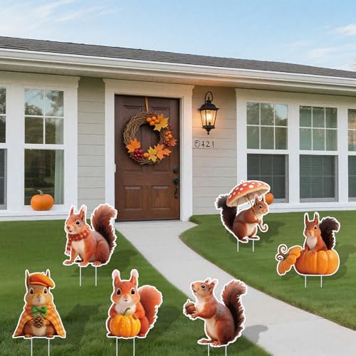 6Pcs Thanksgiving Yard Signs Stakes,The Nut Squirrel Pumpkin Fall Outdoor Decorations for Home Outdoor Yard Patio Lawn Decor, Garden Decorations - Image 5