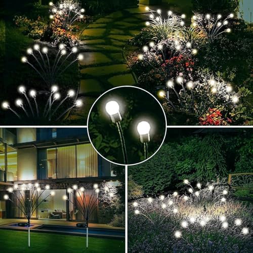 6 Pack Solar Firefly Lights Outdoor Swaying Garden Decor 48 LED Cool White - Image 6
