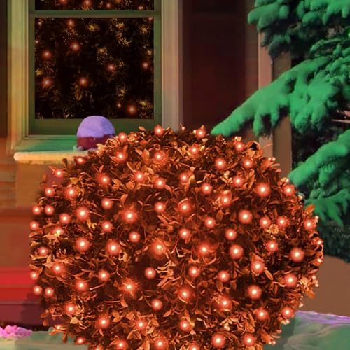 HISHINY Halloween Lights Outdoor,144LED 6ftx6ft Orange Net Lights with Connectable, Waterproof,UL Certified and Durable Black Wire Design for Bushes,Trees, Outdoor Indoor Party Decorations by HISHINY