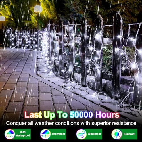 82ft 792 LED 176 Drops Christmas Lights, Outdoor Hanging lights with 8 - Image 4