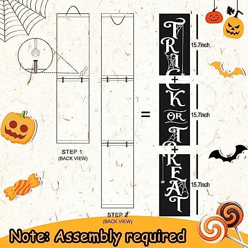 Halloween Porch Sign Decor "Trick or Treat" Wooden Hanging Sign Door Porch Standing Decorative Signs for Front Door Farmhouse Outdoor Indoor Welcome Sign Wall Craft Decor 47.2"H - Image 6