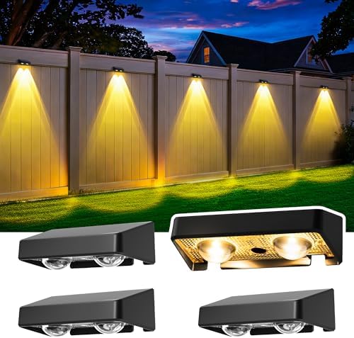 Solar Fence Lights Outdoor, Color Changing, Waterproof IP65, 4 Pack by Unknown