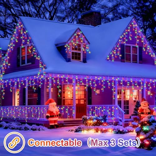 YEGUO 66ft 800 LED Christmas Lights Outdoor Waterproof, 160 Drops Christmas Icicle Light Indoor, 8 Modes Icicle Xmas Lights with Memory Timer(Multicolor) - Image 6
