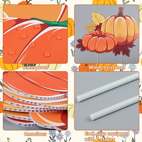 Fall Yard Sign Pumpkin Yard Stakes Thanksgiving Outdoor Decoration Harvest Garden Signs Lawn Pumpkin Sign with Stakes for Outdoor Holiday Decor Party Supplies, Set of 9 - Image 2