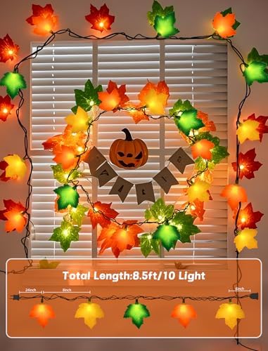 Fall Decorations Thanksgiving for Home, 8FT Halloween Decor Indoor Lights with 10 LED Maple Leaf, Connectable Novely Fairy String Lights Autumn Harvest Table Indoor Outdoor Decor Halloween Party Gifts - Image 2