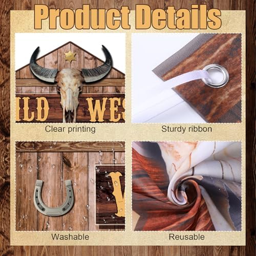 Tiamon West Cowboy Party Door Decorations Wild West Parties Decorations Banner Western Cowboy Porch Sign Rodeo Saloon Door Banner for Rustic Bar Birthday Photo Booth Props Party Supplies - Image 3