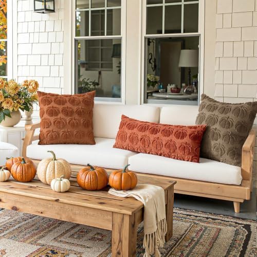 MIULEE Fall Pillow Covers Pumpkin Fall Decor 20x20 Coco Brown - Image 5