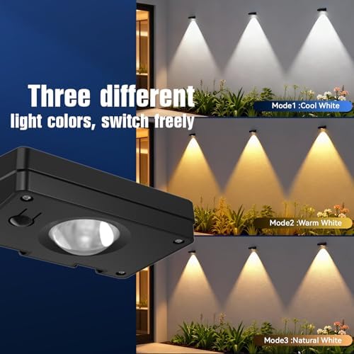 Solar Fence Lights Outdoor, 3 Color Temp, IP65 Waterproof - Image 2