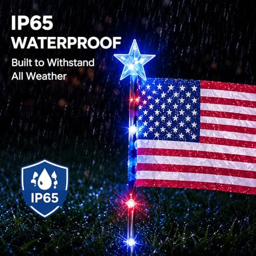 4th of July Decorations Solar American Flag Lights, 8 Pack USA Flags Garden Lights with 8 Lighting Modes, Waterproof Solar Flag Patriotic Lights for Independence Day 250th Anniversary (Blue - Flag) - Image 4