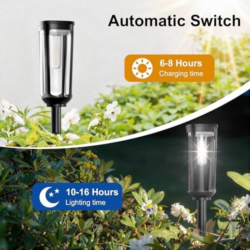 JEJOT Solar Pathway Lights Outdoor Waterproof, 6 Pack Solar Walkway Lights - Image 3