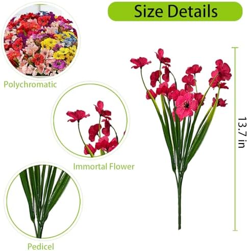 18 Bundles Artificial Flowers for Outdoor Indoor Fake Flowers uv Resistant Artificial Outside Flowers Faux Plastic Greenery for Porch Garden Home Wedding Spring Summer Patio Decor - Image 5