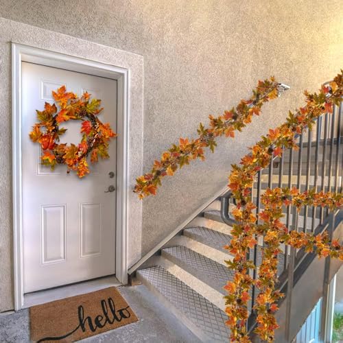 Artgar Fall Maple Leaf Garland, 9 Ft Fall Decor Garland with 30 Warm Lights - Image 7