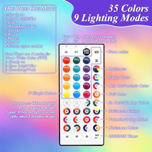 Lovelite 8ft x 8ft Net Lights Outdoor, 196LED 35 Colors Changing Gazebo Net Lights Clear Wire, Connectable Fairy Lights Waterproof for Patio Pergolas Backyard Bush Christmas Halloween Wedding Party - Image 5