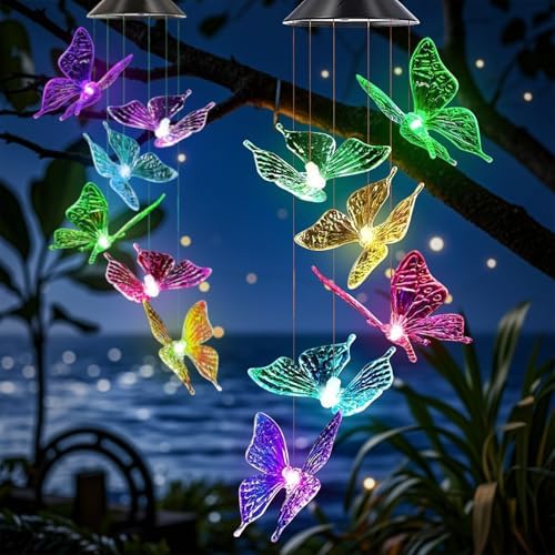 Solar Wind Chimes Outdoor Color Changing Lights,Solar Butterfly Gift for Women Mom Grandma,Waterproof Outdoor Solar Powered Lights for Garden Patio Yard Home Decor - Image 5