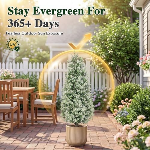 PATIO CHOICE 3ft Artificial Topiary Trees with Ground Spike Set of 2 Outdoor Faux Plants Realistic Faux Bushes and Shrubs Decorations for Outdoor Front Porch Garden - Image 4