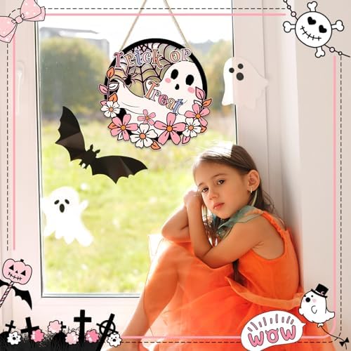 Britimes Halloween Floral Welcome Door Sign, Wooden, for Home Decor - Image 4