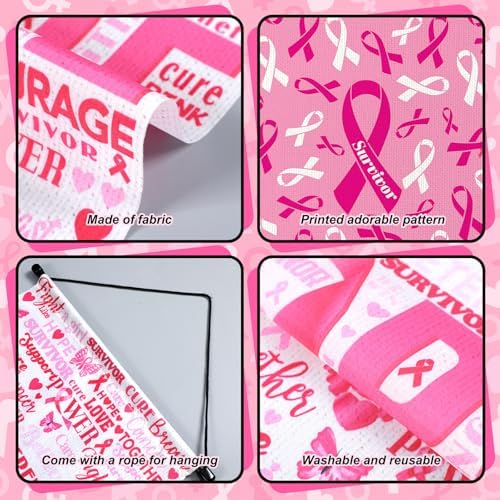 Tegeme 3 Pcs Breast Cancer Awareness Door Sign Pink Ribbon Door Banner Breast Cancer Awareness Flags Decoration Pink Ribbon Hanging Flags for Party Home Outdoor Indoor Decoration - Image 4
