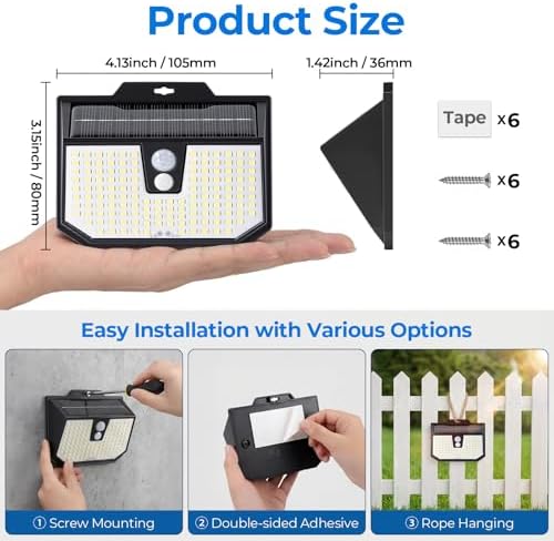 Brightever 2-Pack Solar Motion Sensor Outdoor Lights, IP65 Waterproof Solar Powered Fence Lights with 3 Lighting Modes, Solar Security Wall Lights for Outside, House, Walking Dog, Step, Deck, Garage - Image 2