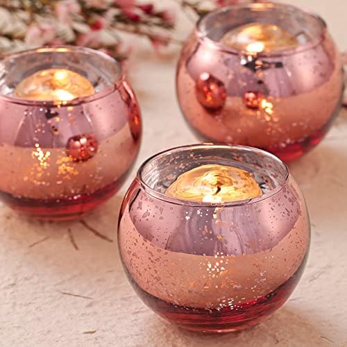 Volens 24PCS Rose Gold Votive Candle Holders for Table Centerpieces by VolensLightUpYourLife
