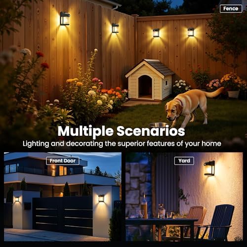PEVOROS Solar Fence Lights Outdoor Waterproof, Fence Deck Lights 4 Pack - Image 5