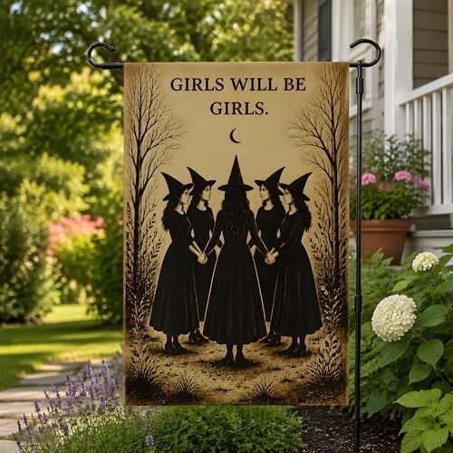 Halloween Decorations - Witch GIRLS WILL BE GIRLS Garden Flag | Halloween Party Decorations for Outdoor Indoor Outside - Trick or Treat Banner Decor for Garden Porch Patio Lawn Yard Party Favors Supplies - Image 7