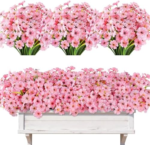AmyHomie 20 PCS Artificial Flowers for Outdoors, UV Resistant Fake Plants by AmyHomie