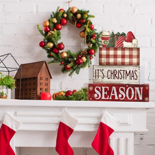 Lineshading 4 Pcs Christmas Table Decoration Wooden Hot Cocoa Santa Hat - Image 6