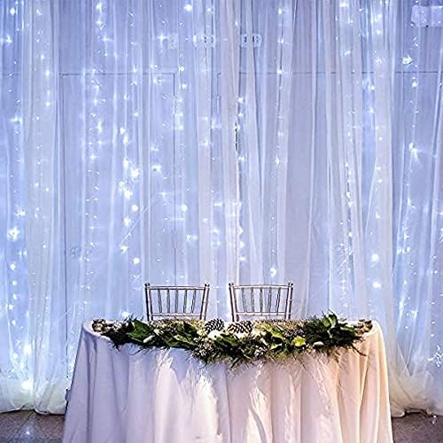 Dazzle Bright Curtain String Lights, 300 LED 9.8ft x 9.8ft 8 Lighting Modes Fairy Lights USB Powered, Waterproof Lights for Christmas Party Wedding Outdoor Indoor Wall Decorations (White) - Image 5