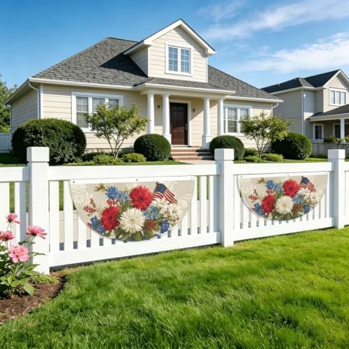 Usa Flag Flower Semicircular Hanging Decorative Bunting Flag 2pcs - Image 5