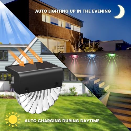 Solar Deck Lights 4 Pack Waterproof Solar Step Lights Outdoor Stair Lights Solar Fence Lights Outside Decor for Backyard Garden Deck Fences Wall Patio Steps Stairs Porch - Image 3
