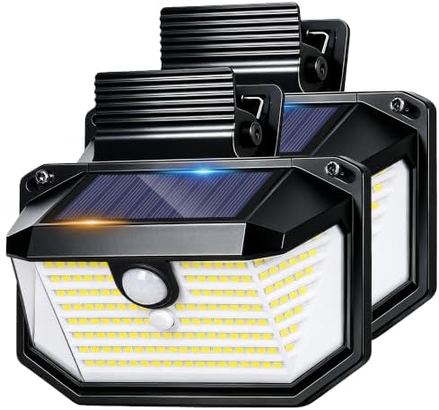Clip On Solar Lights Outdoor, 178LEDs 800LM Solar Motion Sensor Outdoor Lights, 3-Sided Wide Angle Solar Wall Lights, No Drill Fence Lights, Waterproof Garden Patio Deck Lighting by LightupYourLife