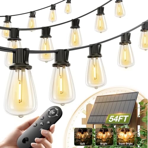 addlon 54(48+6)FT Solar String Lights Waterproof, with Remote& USB 24+2 LED by addlon