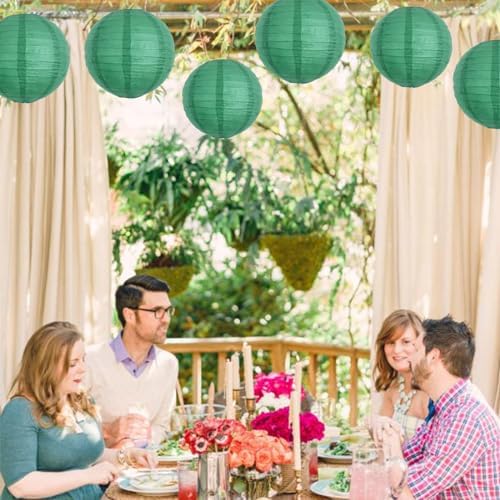 BEISHIDA 8 Inch Green Paper Lanterns 6 Packs Hanging Round Chinese Lantern - Image 5