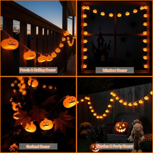 Runleo Halloween Decorations Pumpkin String Lights Battery Operated - Image 7