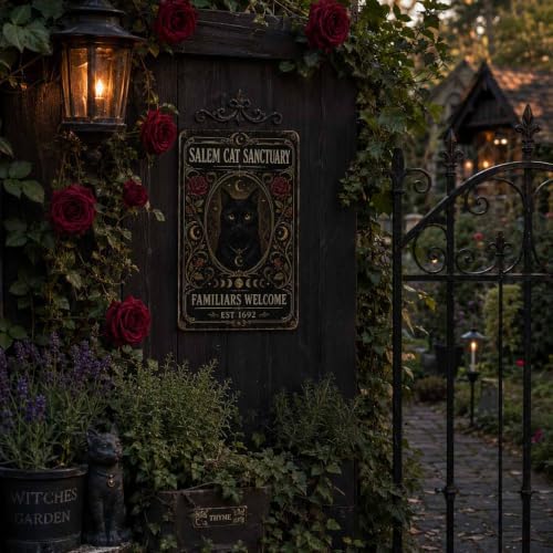 Halloween Metal Art Sign Salem Cat Sanctuary Black Cat Wall Decor - Image 7