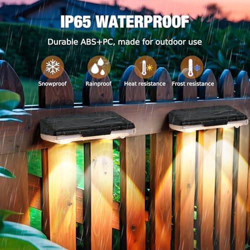 Solar Fence Lights, 12-Pack Solar Deck Lights Outdoor IP65 Waterproof, Fence Light Solar Powered for Fence, Deck, Porch, Backyard, Pathway, Garden - 8 Colors, RGB - Image 6