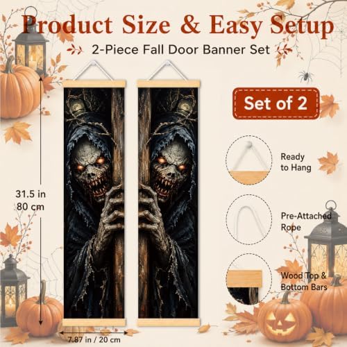 Creepy Zombie Halloween Door Banner Set of 2, Haunted Porch Decor for Home - Image 2