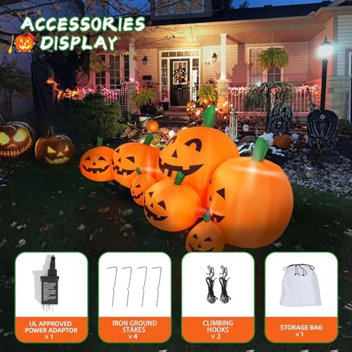 8FT Long Halloween Inflatable Pumpkin Patch Fall Inflatable Thanksgiving Inflatable Pumpkin Patch Blow up Pumpkin Decor Outer Large Party Yard Decoration - Image 2