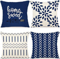 YCOLL Pillow Covers 12x20 Set of 4, Modern Sofa Throw Pillow Cover, Decorative Outdoor Linen Fabric Pillow Case for Chair Sofa Couch Bed Car, Dark Blue by PillowCoversExpert