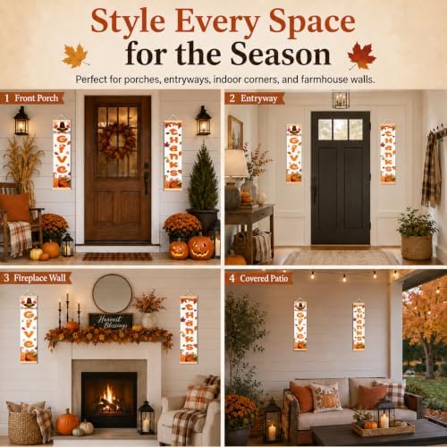 Give Thanks Door Banner Set of 2, Thanksgiving Porch Decor for Home - Image 4