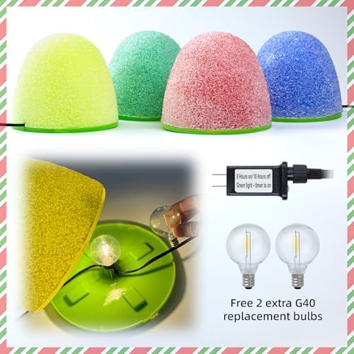 Illuminated Gumdrop Christmas Pathway Lights Outdoor Decorations, Connectable 4Pcs Light Up Gum Drop with Timer for Yard, Cute Holiday Christmas Outside Decor for Porch,Walkway, Gingerbread Theme - Image 4