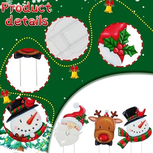 3 Pack Metal Christmas Yard Signs Decor for Multiple Stacked, Christmas Yard Stakes with Santa Claus Snowman Elk Fall Yard Decor for Outside Garden Yard Lawn Porch - Image 4