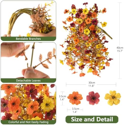 Homsunny Artificial Faux Mums Fall Flowers for Outdoor Outside Decoration - Image 2