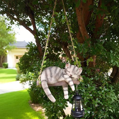 Solar Lighted Garden Outdoor Statue, Hanging Swing Lying Style - Image 6
